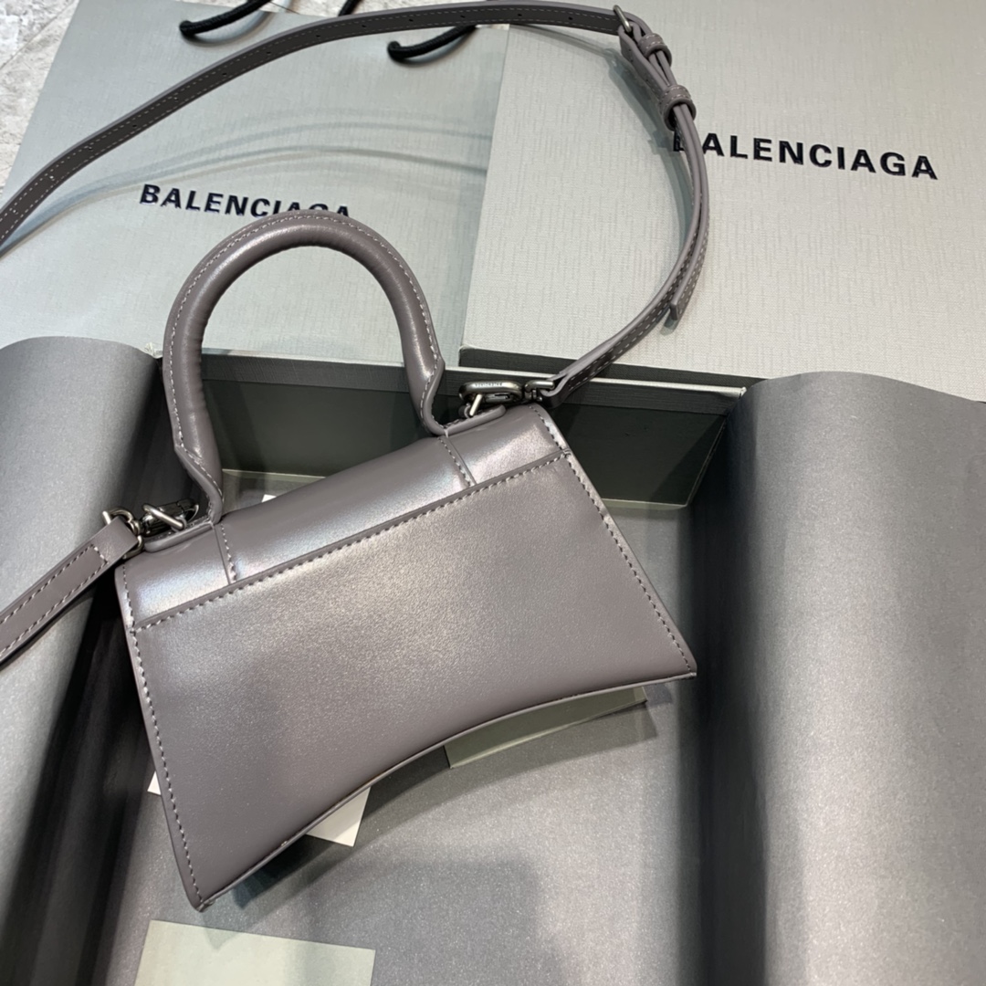 Balenciaga Hourglass XS Handbag Box Calfskin Shoulder Bag Dark Gray